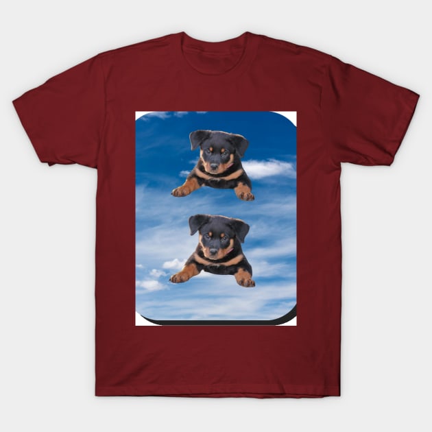 puppies on the blue rectangular background T-Shirt by KA&KO